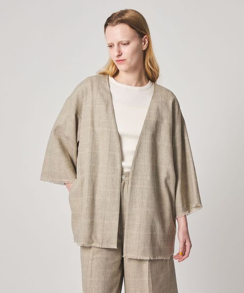 steven alan/＜Steven Alan＞チェック カシュクール シャツジャケット/ノーカラージャケット