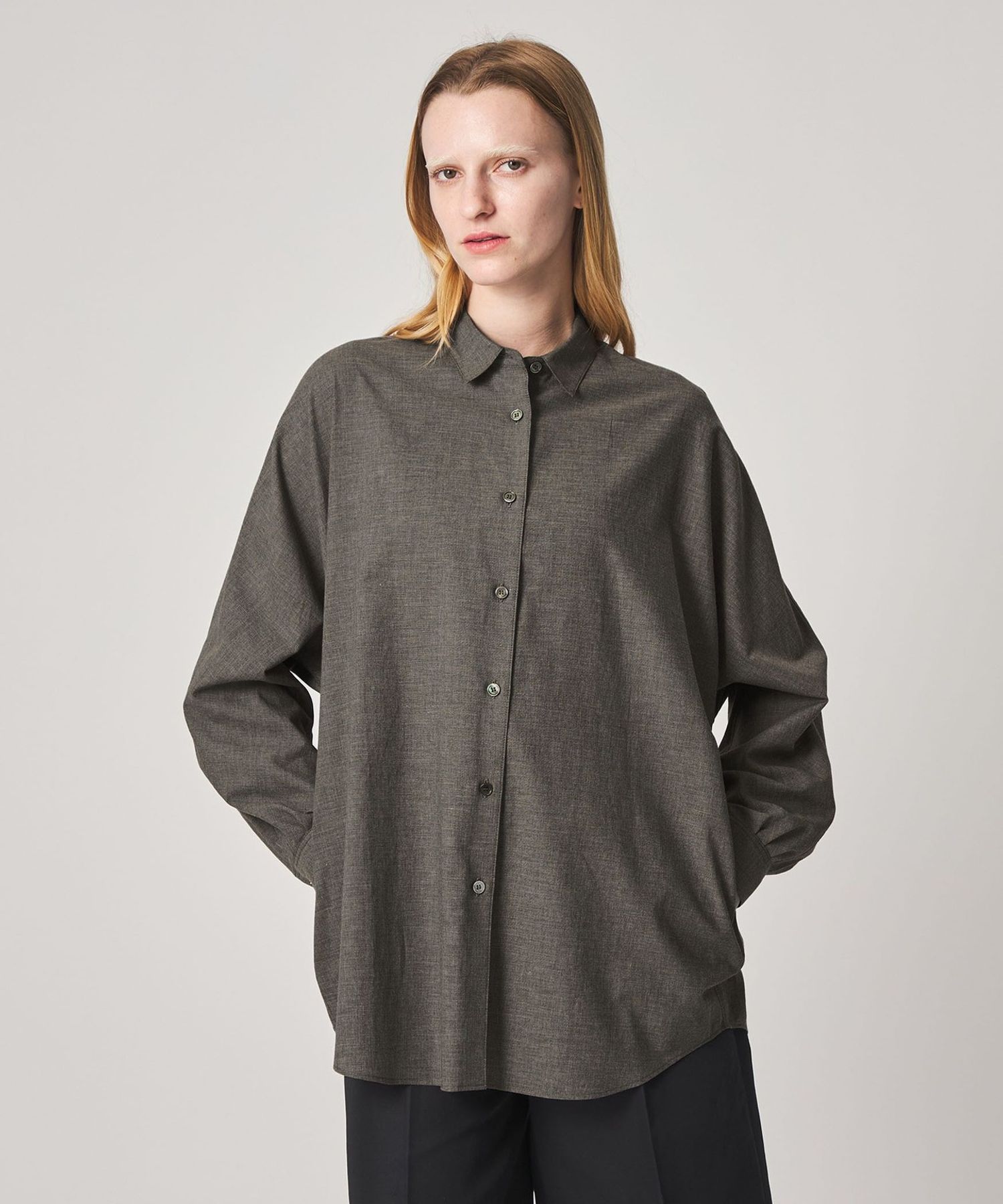 Steven Alan＞メランジ コットン ドルマン スリーブ シャツ
