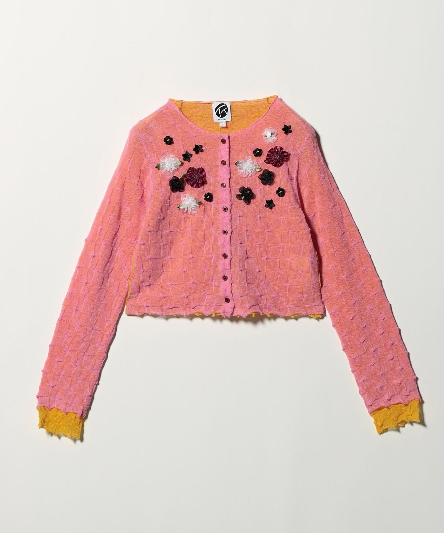 YanYan＞BORLOR DBL LAYER FLORAL CARDIGAN/カーディガン