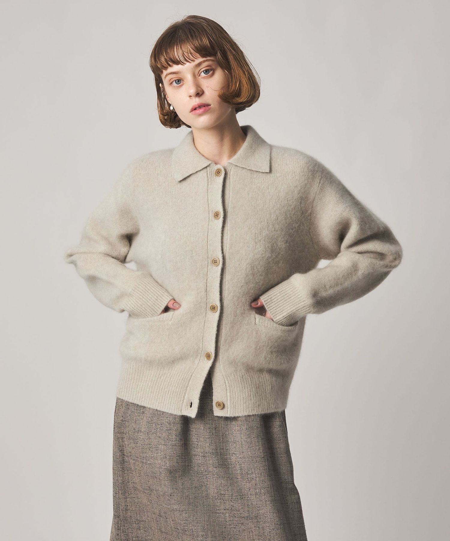 Steven Alan＞オーストラリアン ウール ミックス ニット カーディガン