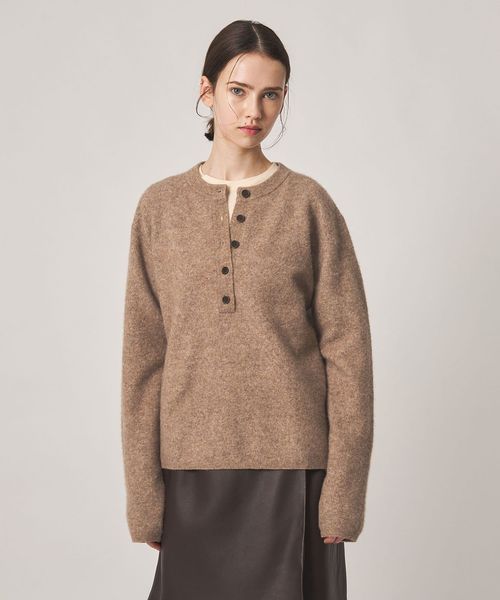 steven alan/＜Steven Alan＞ウール ナイロン キャメル ミックス ヘンリーネック ニット/ニット / セーター