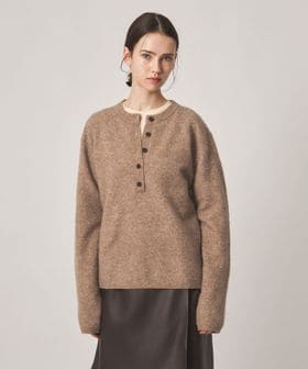 steven alan/＜Steven Alan＞ウール ナイロン キャメル ミックス ヘンリーネック ニット/ニット / セーター