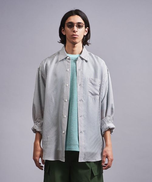 <monkey time> WASH CUPRO STRIPE SHIRT/シャツ