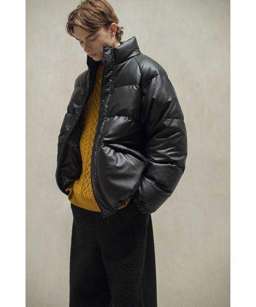 monkey time> FAUX LTHR DOWN JACKET/ダウンジャケット