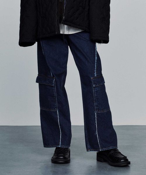 Switching cargo denim pants