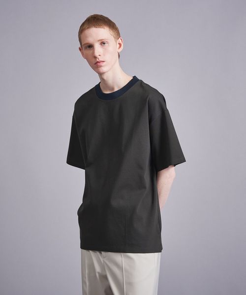 【S・Mサイズ】バイオシルケットスムース　ノースリーブTシャツ シルケット スムース ボーダー クルーネック Tシャツ