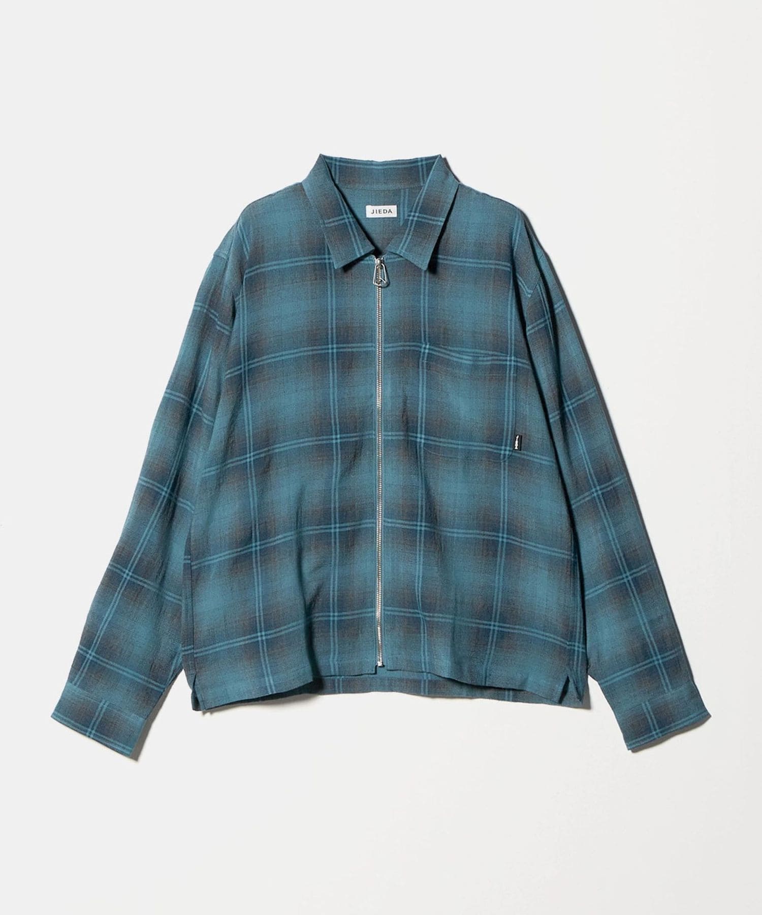 JieDa＞オンブレ チェック ジップ シャツ