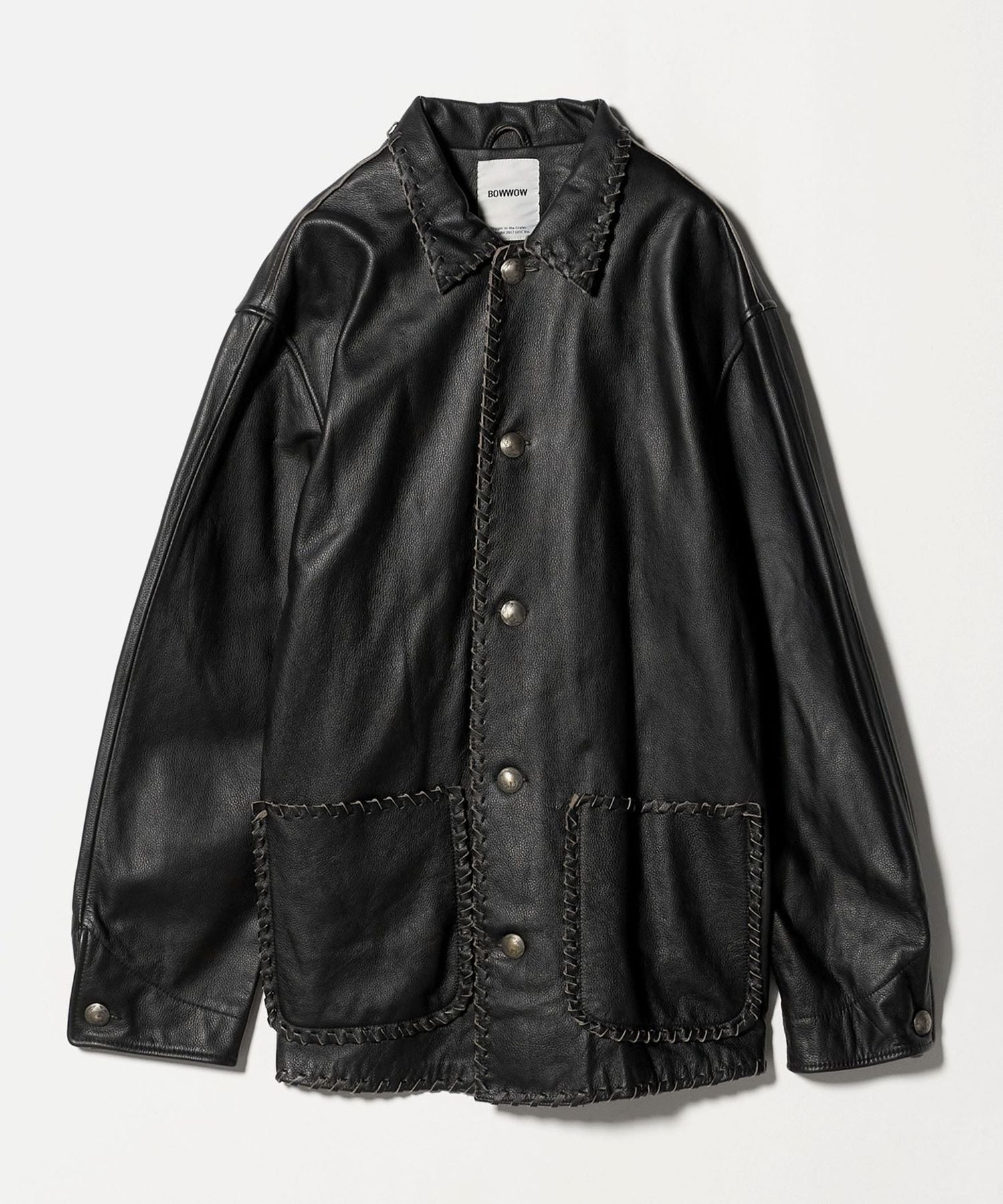 希少 襟レザー USA製 カバーオール SAKS FIFTH AVENUE M BOWWOW＞BRAIDED レザー カバーオール