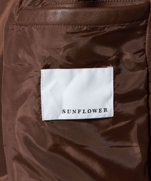 sunflower　シードレイク　ギャザージャケット Sunflower ジップアップ レザージャケット | ブラック | FARFETCH JP