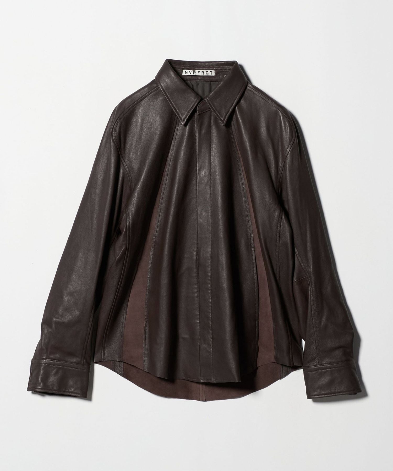 NVRFRGT＞レザー パネル ロングスリーブ シャツ