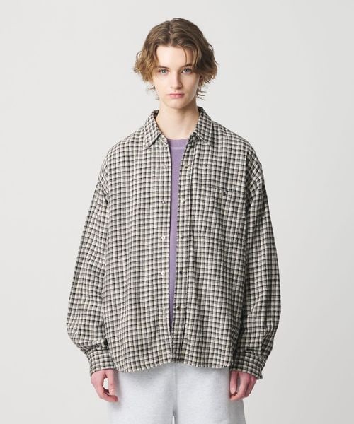 monkey time/ディストレスト ネル チェック シャツ/シャツ / ブラウス