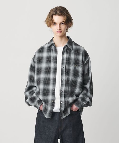 monkey time/ディストレスト ネル チェック シャツ/シャツ / ブラウス