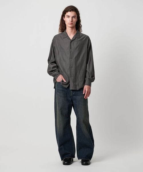 COMMEdeGARÇONS田中オム オープンカラーシャツ(キュプラ、レーヨン) JULLIN】 loose open collar stitch shirt / ルーズオープン