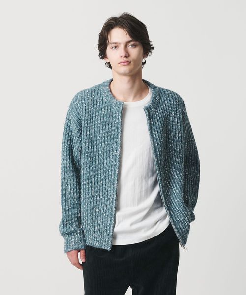 monkey time/スラブ クルーネック ジップ カーディガン/カーディガン / ボレロ