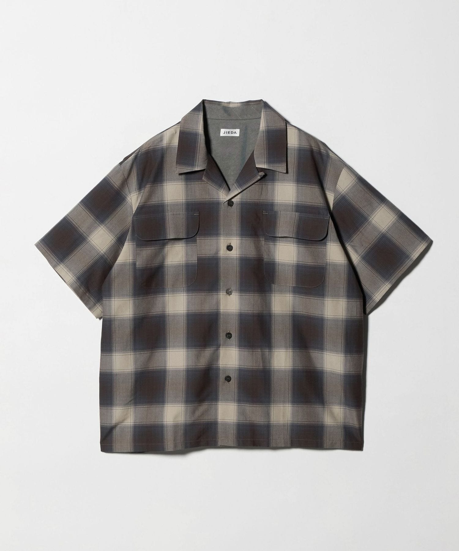 JIEDA＞チェック オープンカラー ショートスリーブ シャツ