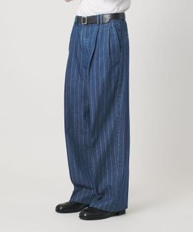 monkey time/ライトオンス ストライプ デニム 2P ワイド パンツ/デニムパンツ