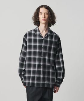 monkey time/コットン レーヨン オンブレ チェック オープンカラー シャツ/シャツ / ブラウス