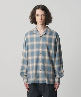 monkey time/コットン レーヨン オンブレ チェック オープンカラー シャツ/シャツ / ブラウス