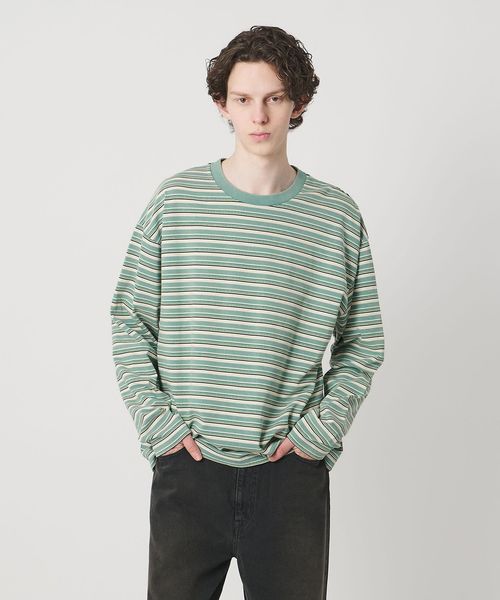 monkey time/ウォッシュド ボーダー ロングスリーブ Tシャツ/Tシャツ / カットソー