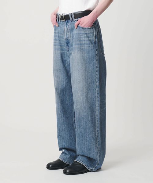 monkey time/ドビー ストライプ デニム バギー パンツ/デニムパンツ