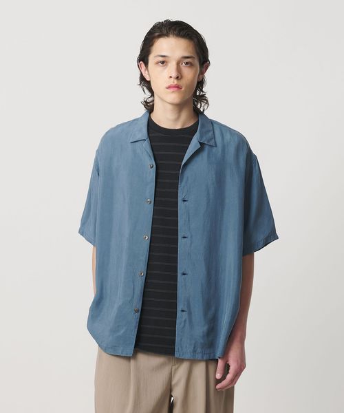 monkey time/フィブリル シャンブレー オープンカラー シャツ/シャツ / ブラウス