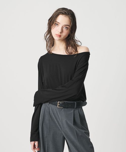 ER/＜ER＞ジャージー オフショルダー ロングスリーブ Tシャツ/Tシャツ / カットソー