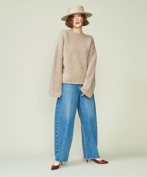 新品未使用　conte ミックスボートネックニット conte＞ミックス ボートネックニット