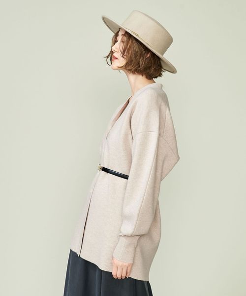 ＜conte＞ワイドリブ VネックカーディガンOLIVE新品未使用タグ付き conte＞ワイドリブ VネックカーディガンOLIVE新品未使用タグ付き