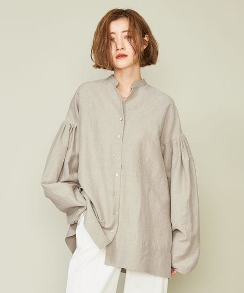 Smile　ユナイテッドアローズトウキョウ　バンドカラー　ギャザー　シャツ UNITED ARROWS ユナイテッドアローズ バンドカラーギャザーシャツ