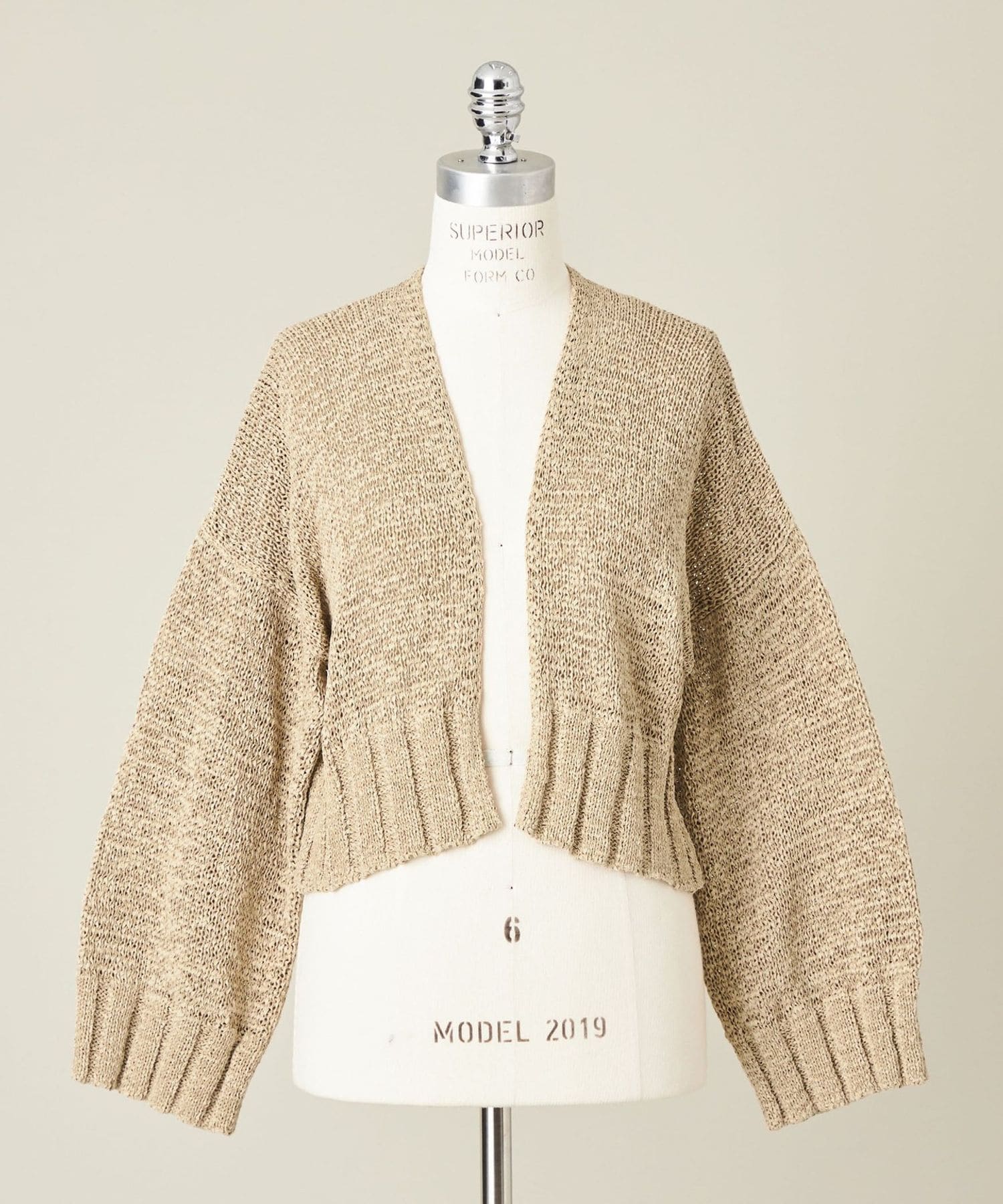 conte コンテ　テープヤーン ベージュ長袖ニットカーディガン conte＞テープヤーン カーディガン