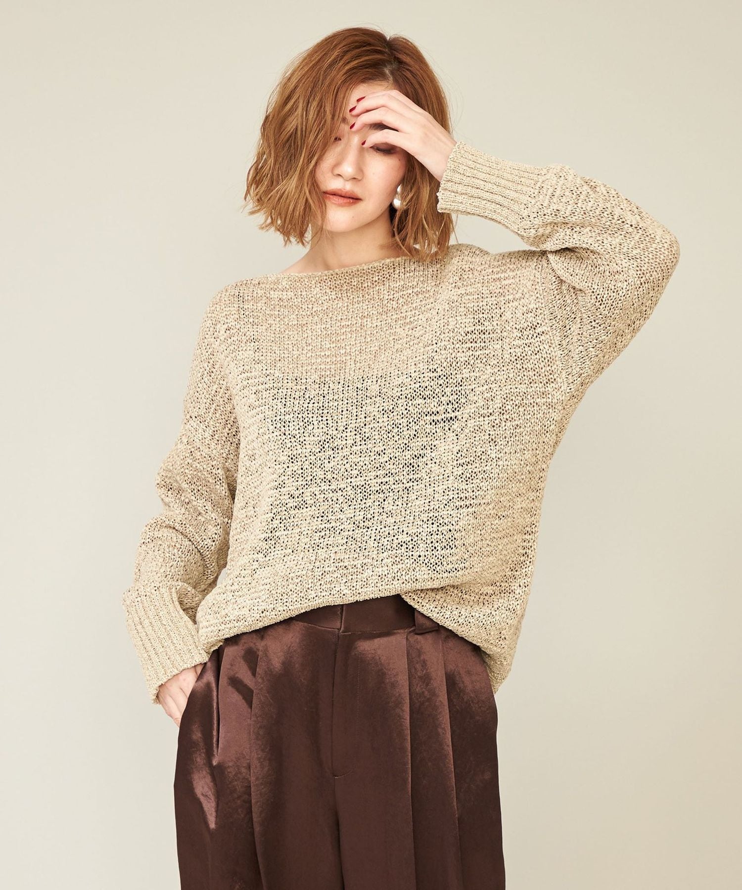 conte＞テープヤーン ボートネックニット