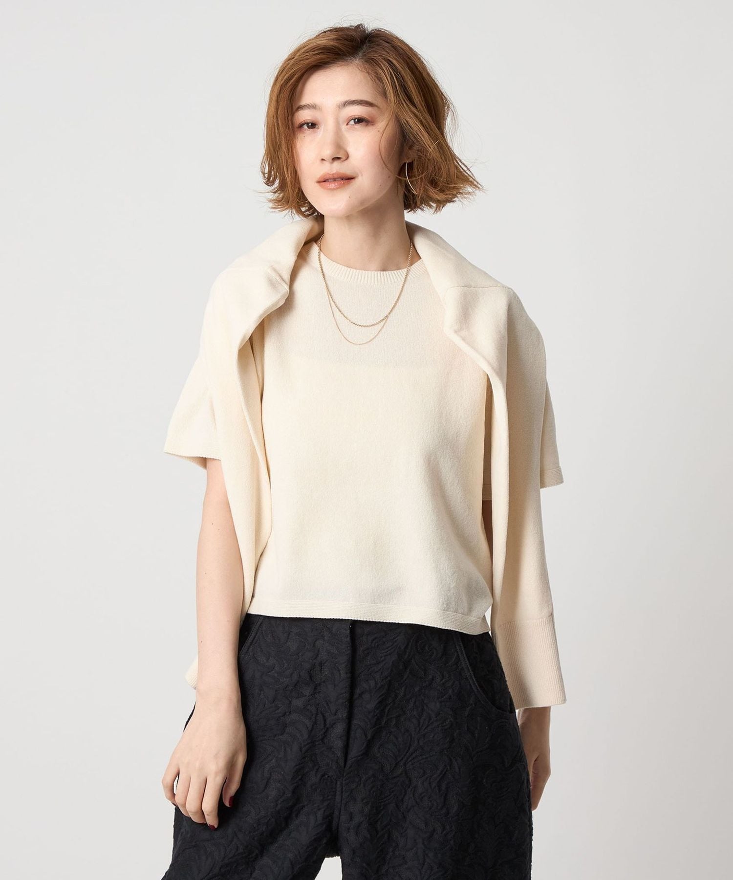conte＞コットン ニットTシャツ