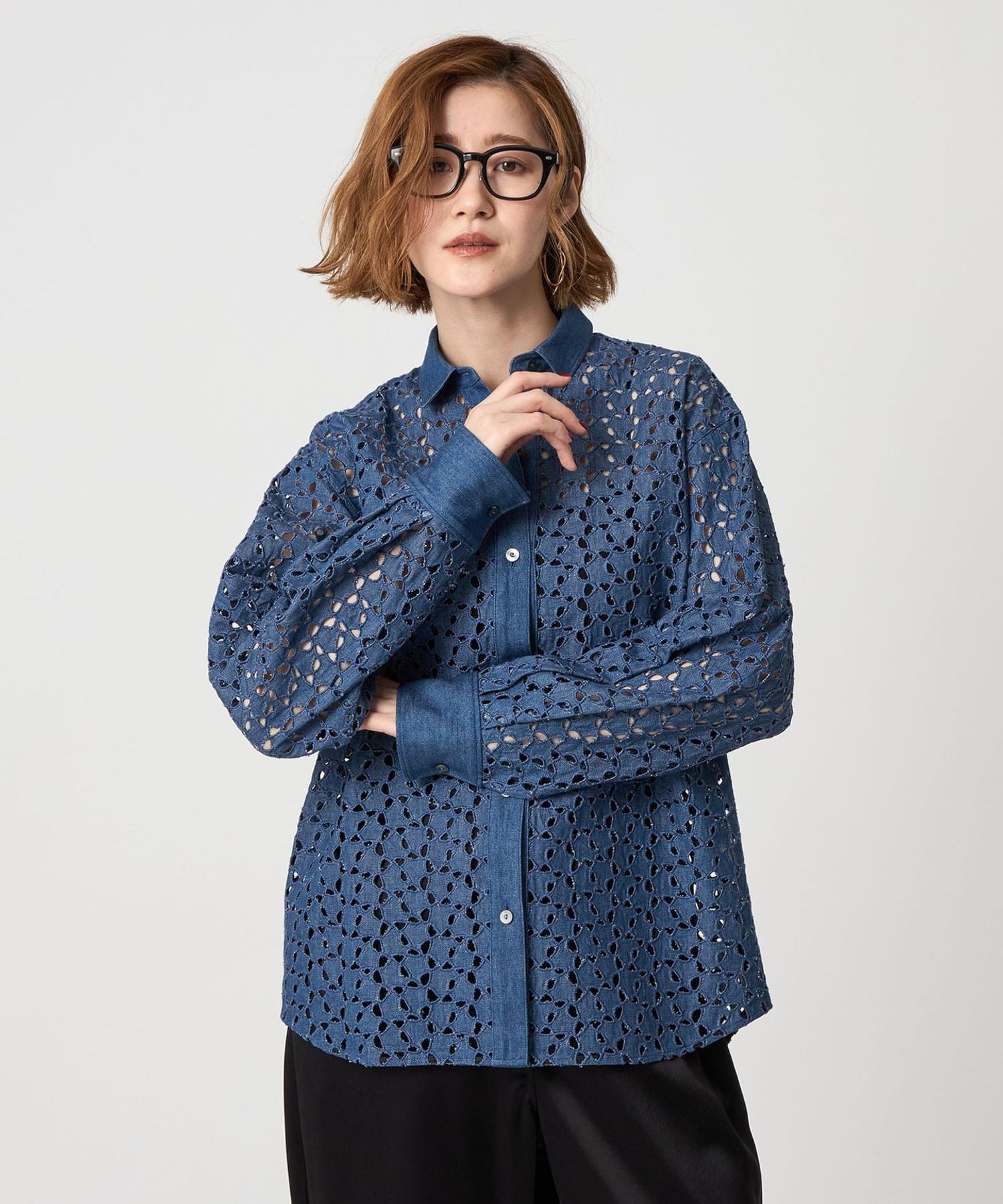 conte＞エンブロイダリー デニムシャツ EDIT