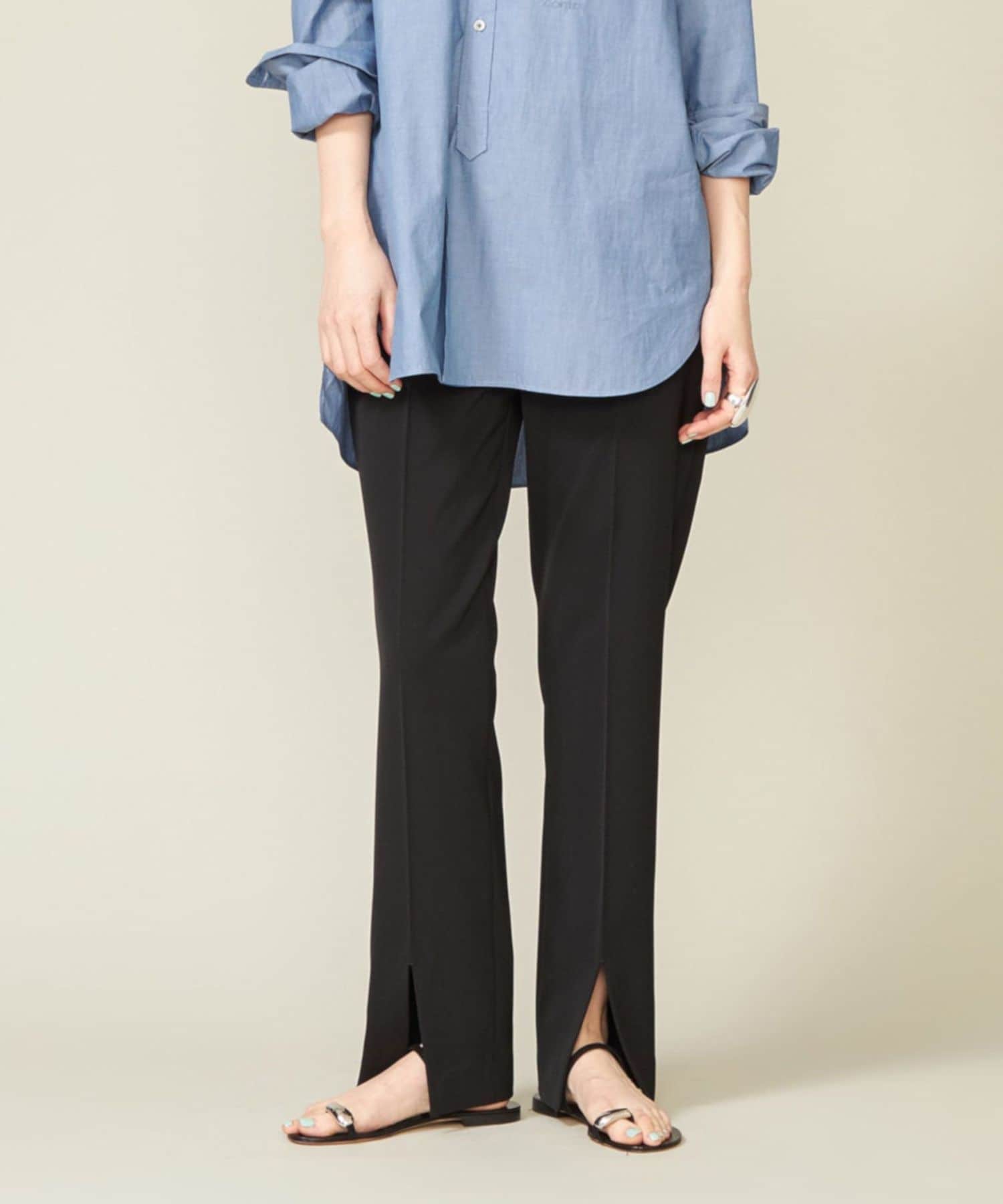 パンツ conte conte＞ビエラ アシンメトリー タックパンツ