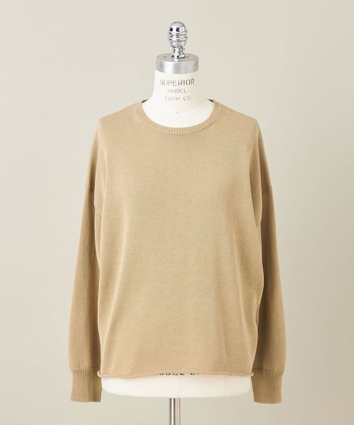 ＜conte＞NVL コットン クルーネックニット　オリーブ conte ニット セーター 「conte」NVL コットン クルーネック