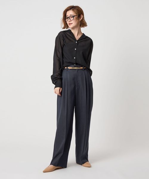 conte ヘリンボーン　タックワイドパンツ UNITED ARROWS｜<conte>ストライプ ヘリンボーン タック ワイド