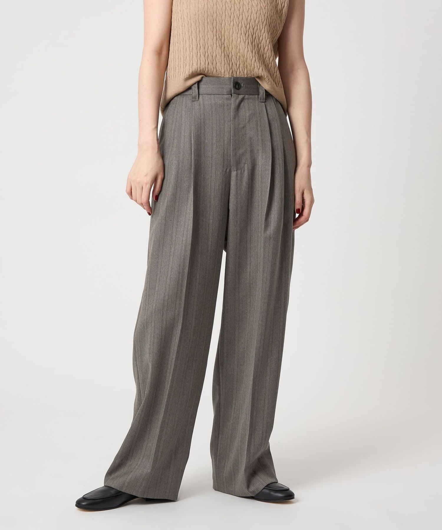 conte ヘリンボーン　タックワイドパンツ UNITED ARROWS｜<conte>ヘリンボーン タック ワイドパンツ