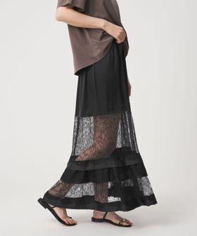 conte/＜conte＞サテン レース マキシスカート/ミモレ / ロング