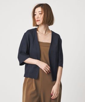 conte/＜conte＞ハーフスリーブ ノーカラージャケット/ノーカラージャケット