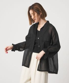 conte/＜conte＞コットン シアー  サファリシャツ/シャツ / ブラウス