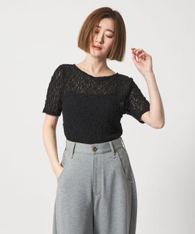 conte/＜conte＞リンクルシャーリング レースTシャツ /Tシャツ / カットソー