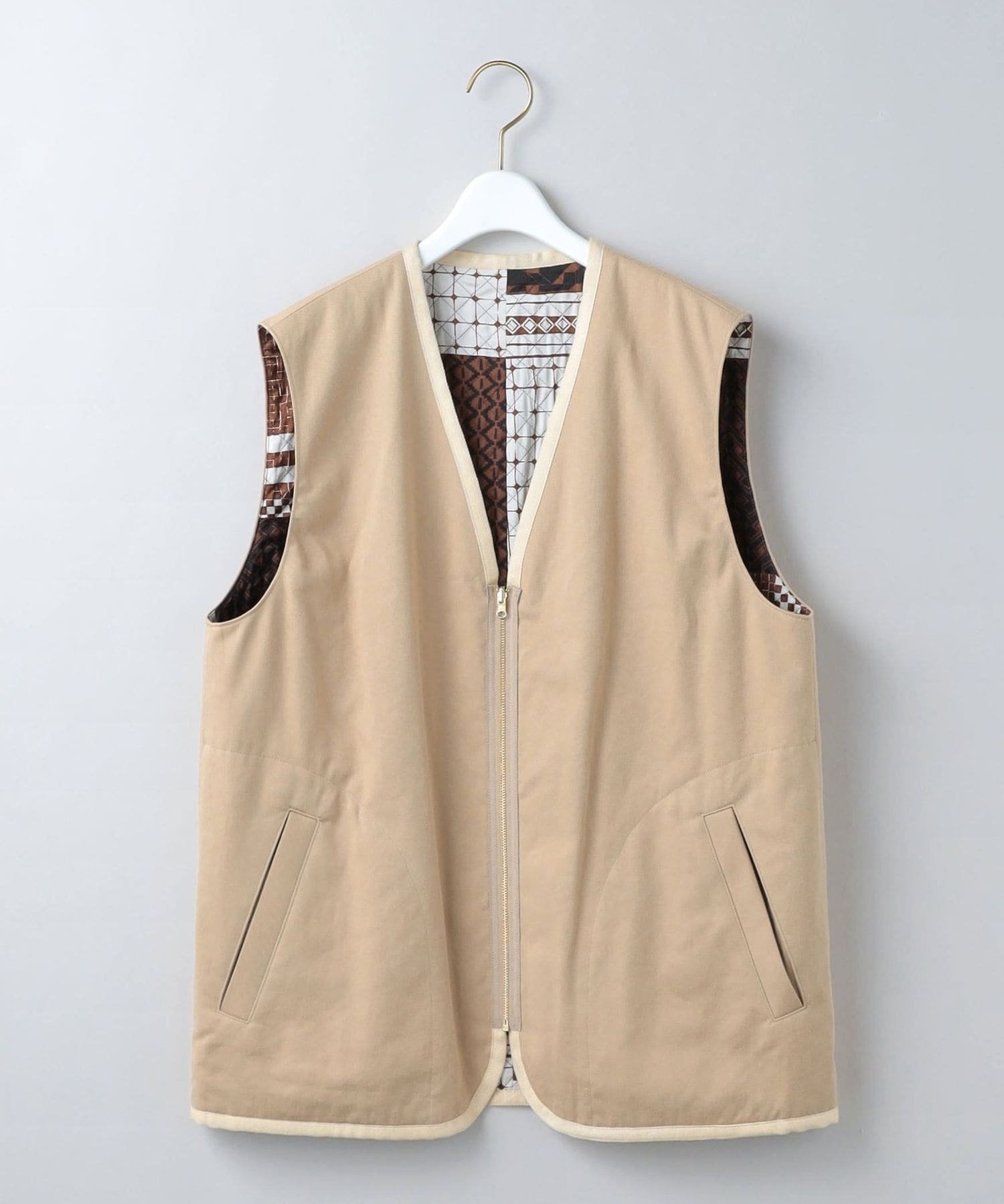 6(ROKU)>COTTON RAYON×PATTERN BLOCK PRINT VEST/ベスト