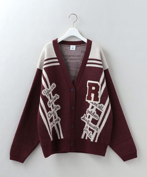 <6(ROKU)>WOOL WAPPEN V NECK CARDIGAN/カーディガン