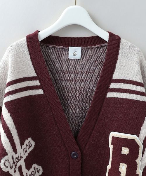 <6(ROKU)>WOOL WAPPEN V NECK CARDIGAN/カーディガン