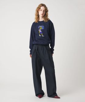 6(ROKU)/＜6(ROKU)＞タック パンツ ネイビー/スラックス