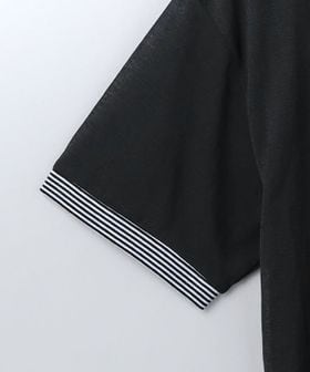 6(ROKU)＞コットンナイロン ボーダー リンガーTシャツ