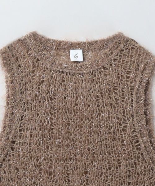 6(ROKU)＞ウール ボイル ニットベストグレー