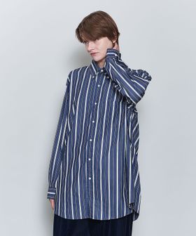 別注】＜Brooks Brothers × 6(ROKU)＞STRIPE BD SHIRT NAVY