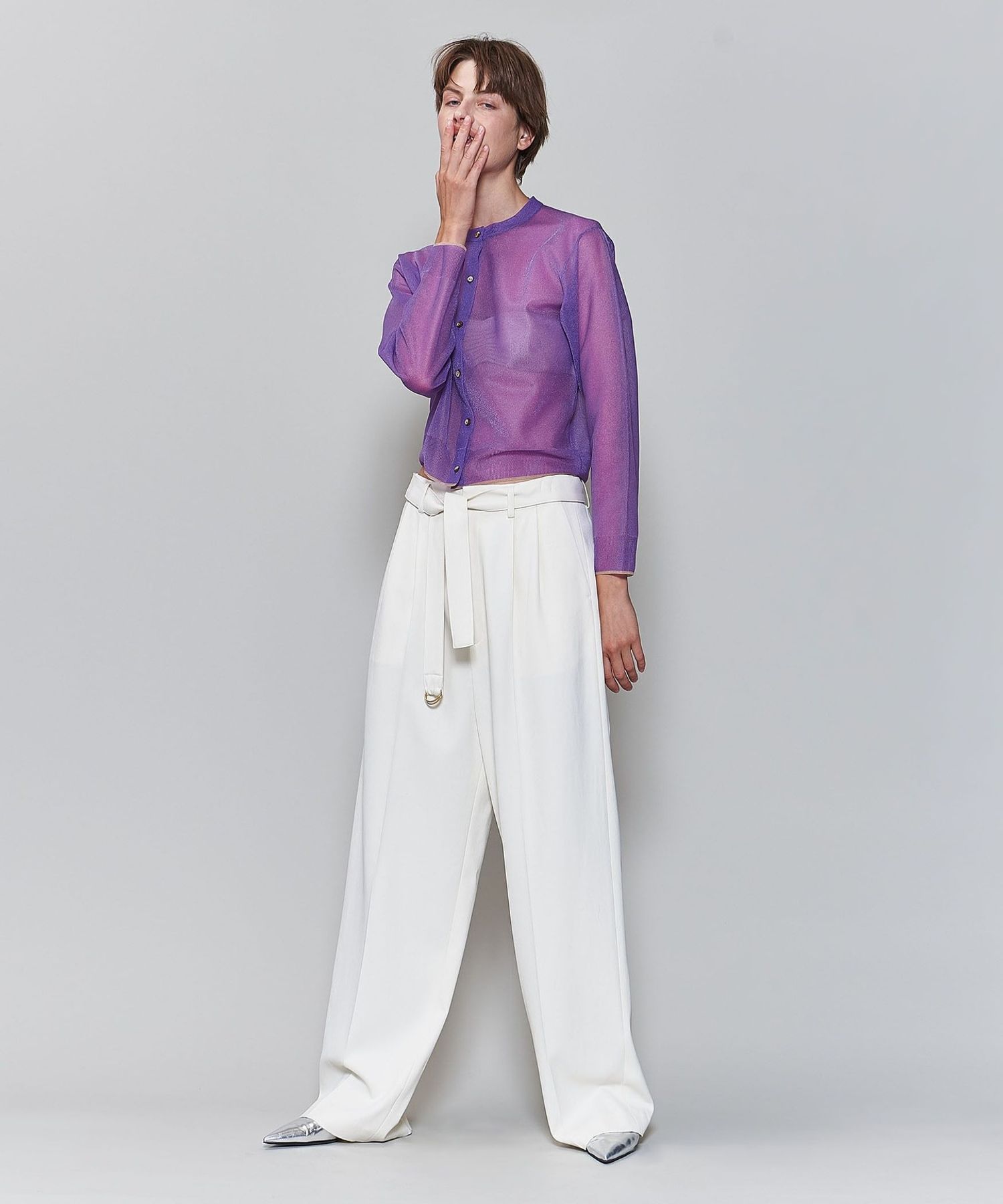 6(ROKU)＞レーヨン コットン ベルト パンツ 