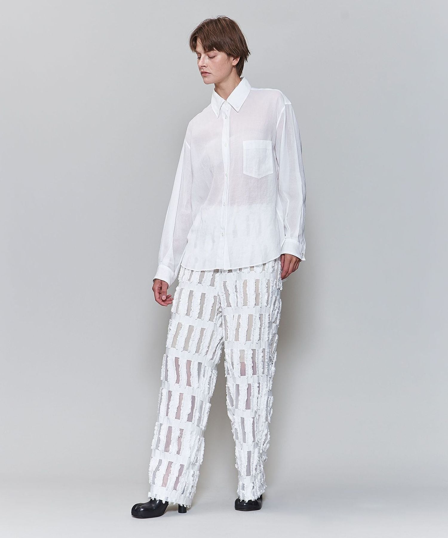 6(ROKU)＞スケ フリンジ パンツ 